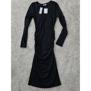 Michael Stars Nova Dress Women’s Large Petite Black Long Sleeve Ultra Rib